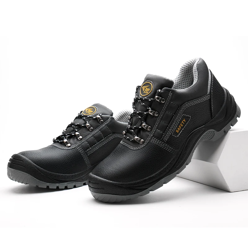 S1P Safety Shoes With Steel toe , low cut safety shoes embossed leather men work shoes with PU outsole