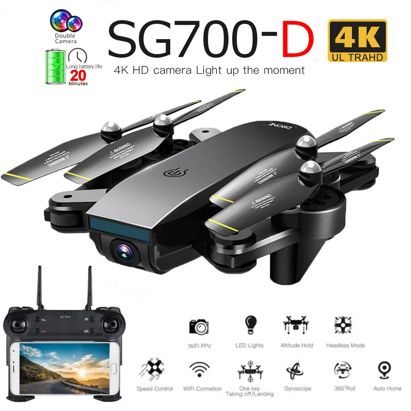  Дрон SG700D 4K 1080P Wi-Fi FPV с двойной камерой Профессиональный широкоугольный 50х зум оптический следующий Ру Квадрокоптер