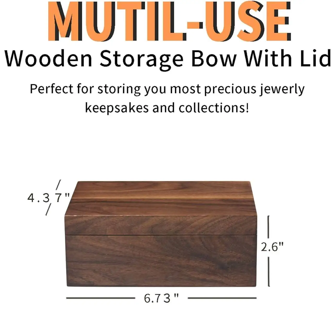 Small Walnut Wood Memory Keepsake Box Wooden Trinkets Treasure Jewelry Storage Box with Hinged Lid