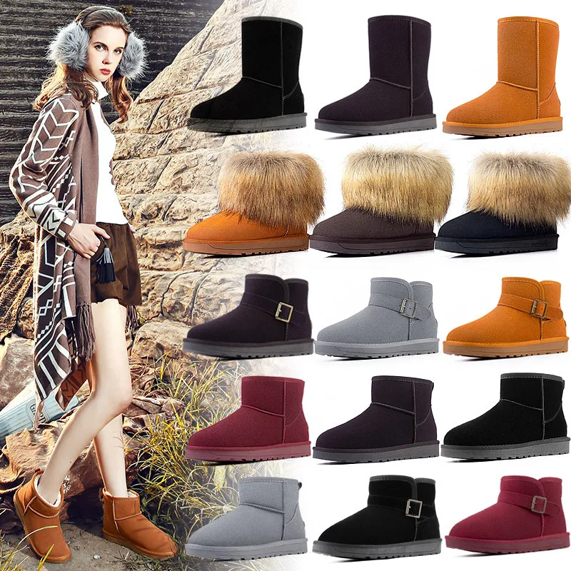 Snow Boots Trim Office &career Dress Shoe Cozy Footwear Comfortable Women Winter Flat Boots Shoes with Fur Holiday Wedding Party