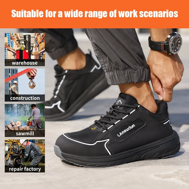 LAnoudun ESD Antistatic safety boots Sports style lightweight EVA outsole steel toe safety boots for men