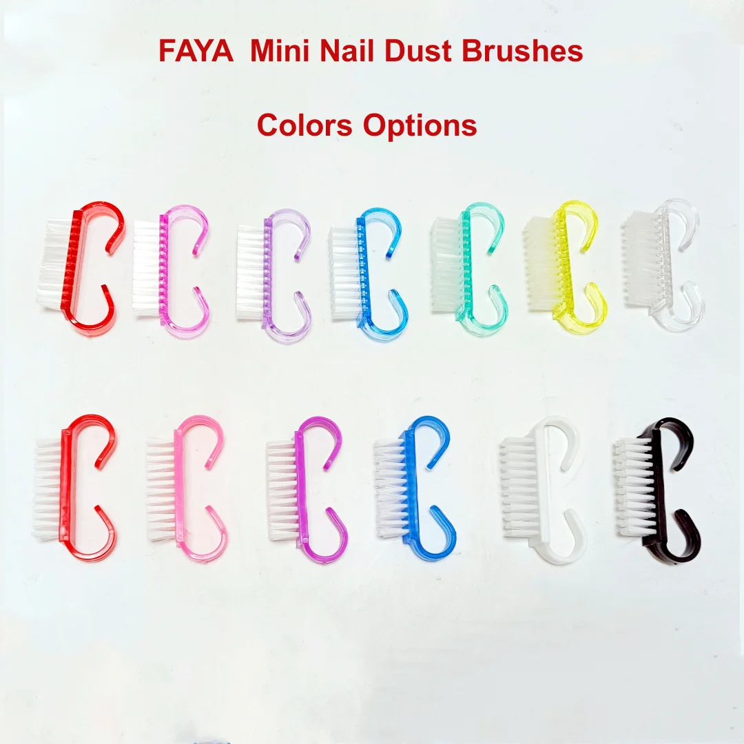 Durable nail cleaning brush for finger hot selling nylon mini nail brush duster pink purple blue transparent