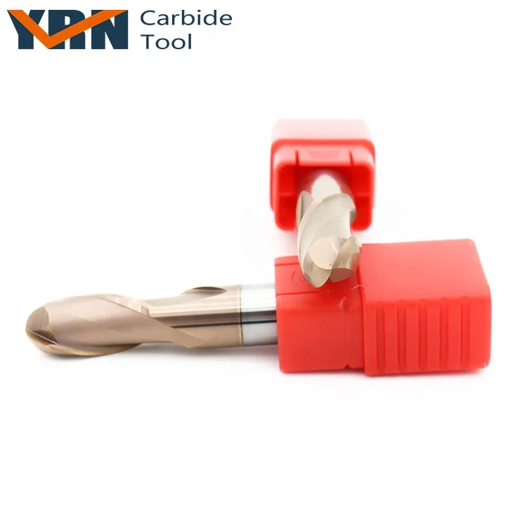 YRN R0.5/0.75/1.0/1.25/1.5/2.0mm Precision Cutting Tools HRC55 Carbide Ball Nose End Mill