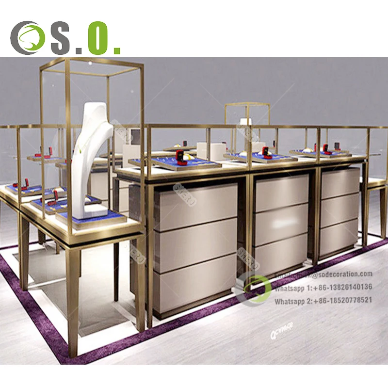 Shopping Mall Jewelry Retail Store Furniture Custom Glass Display Showcase Cabinet Jewelry Kiosk