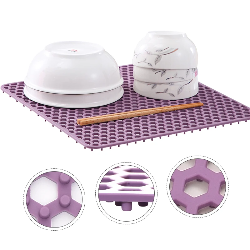 Silicone Sink Mat Foldable Non-Slip Soaking Pad Grid Accessory Rear Drain Kitchen Sink Protector Mats