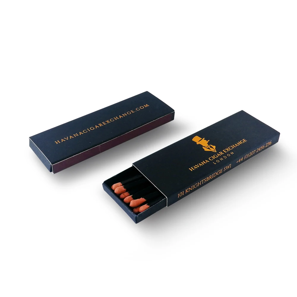 
High quality safety custom cigar matches wholesale matchboxes luxury black matchsticks 