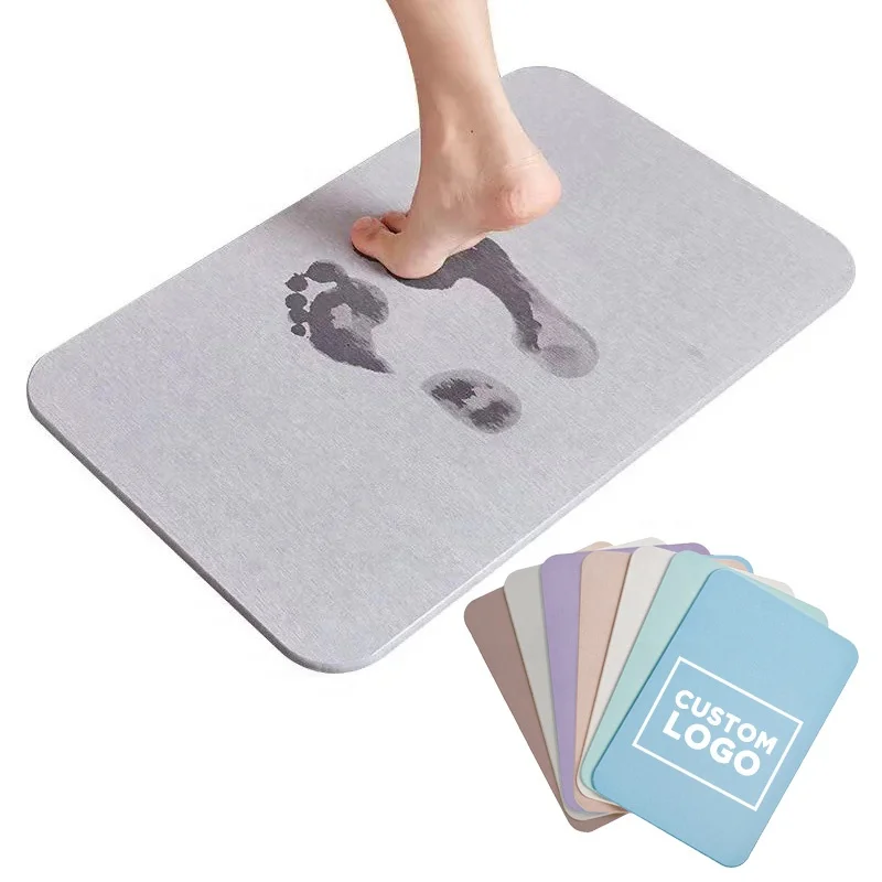 WG216 Customized Logo Sublimation Diatomaceous Earth Bath Mat Bathroom Quick Dry Printed Design Custom Diatomite Stone Bath Mat