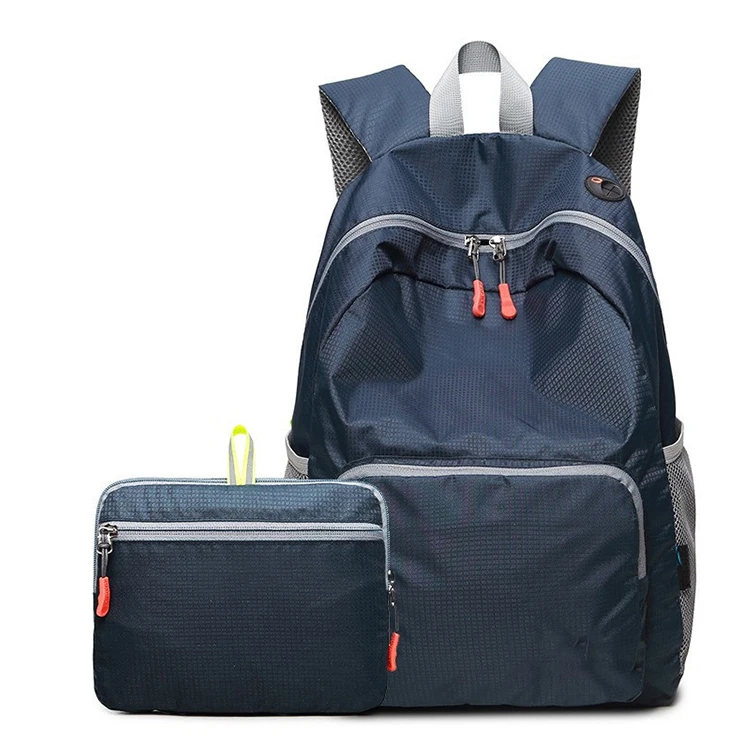 manufacture custom black blue sublimation print personalized brand polyester back pack bag outdoor folding backpack with logo