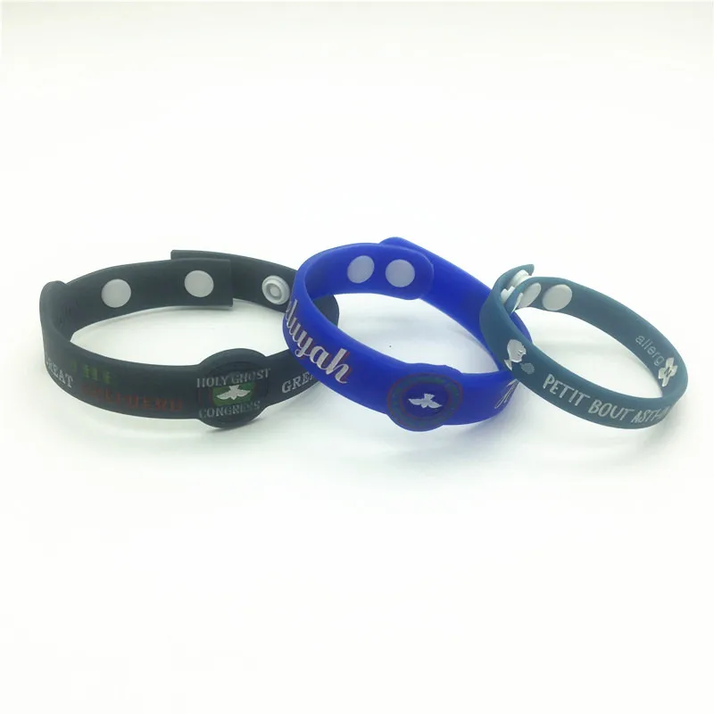 Recycled Jewelry Custom Silicone Adjustable Button Closure Bracelets s