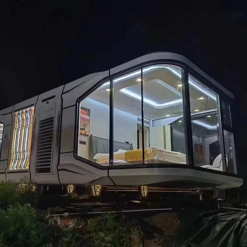 Smart Removable Homes Prefab Capsule House with Bathroom Sunshine Room AI Voice Control Tiny House Villas