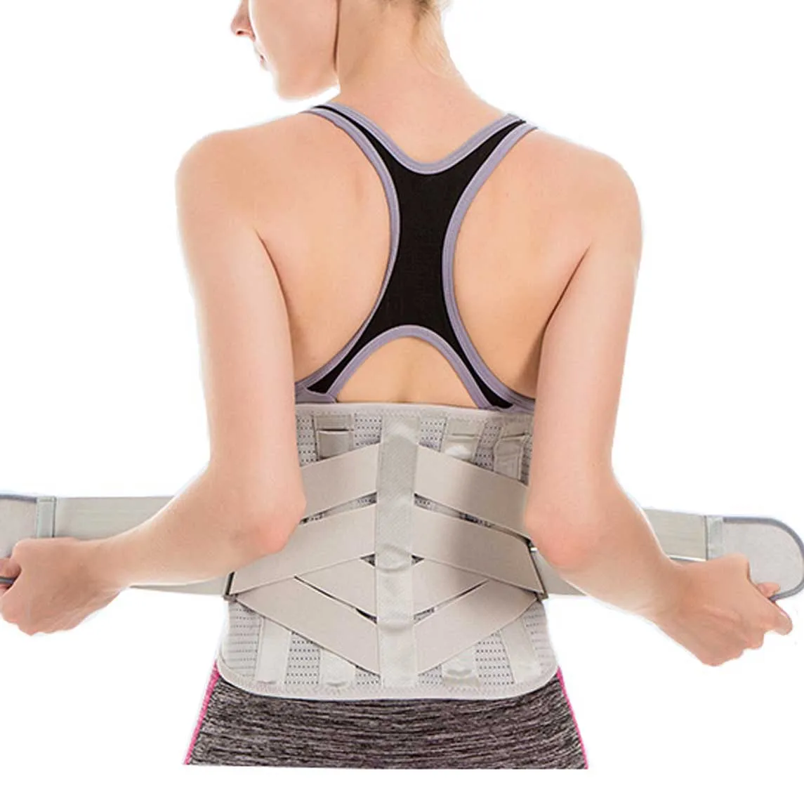 Customized Medical Back Brace Adjustable Compression Lumbar Support Belt With 3 Removable Pad