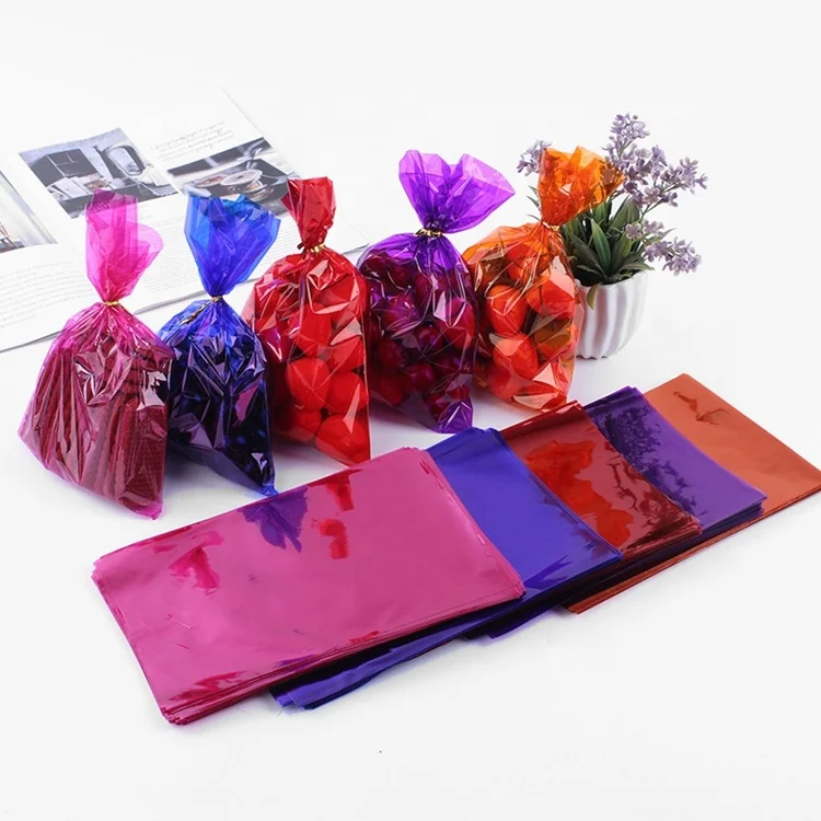 
Factory Direct Color Flat Pocket Cellophane Packaging Bag 100 pcs/pack Biscuit Gift Packaging Bag 
