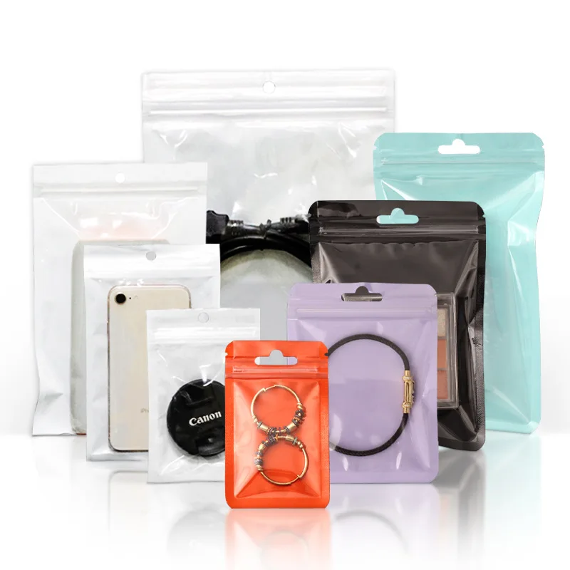 Custom Mini Plastic Jewelry Zip Lock Bags Waterproof PE BOPP PVC PET AL with Zipper for Earrings Clothes Packaging Custom Logo