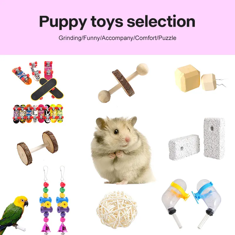 Set-Rat Toys Hamster Accessories Wooden Interactive Pet Small Animal Toys Hamster Toys