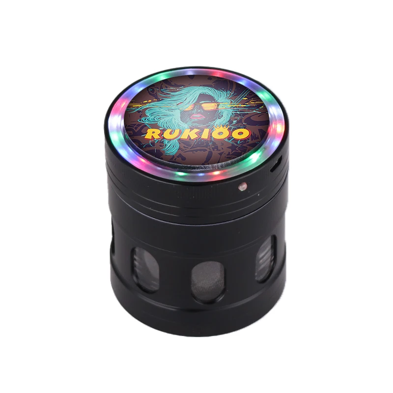 Metal LED Tobacco Grinder Crusher Herb Herbal Smoke Grinders Smoking kit Cigarette Metal LED Herb Grinder