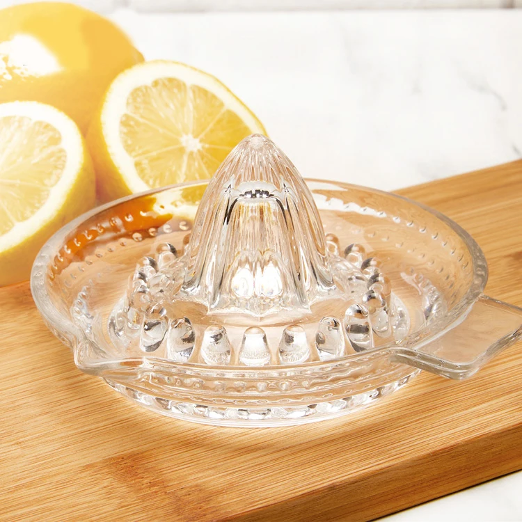 Clear glass lemon set transparent manual lemon squeezer press juicer for home kitchen