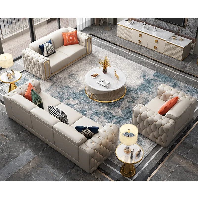 Luxury Contemporary Living Room Sofa Set Modern Chesterfield Couches Stylish Sofas for Home Villa Furniture