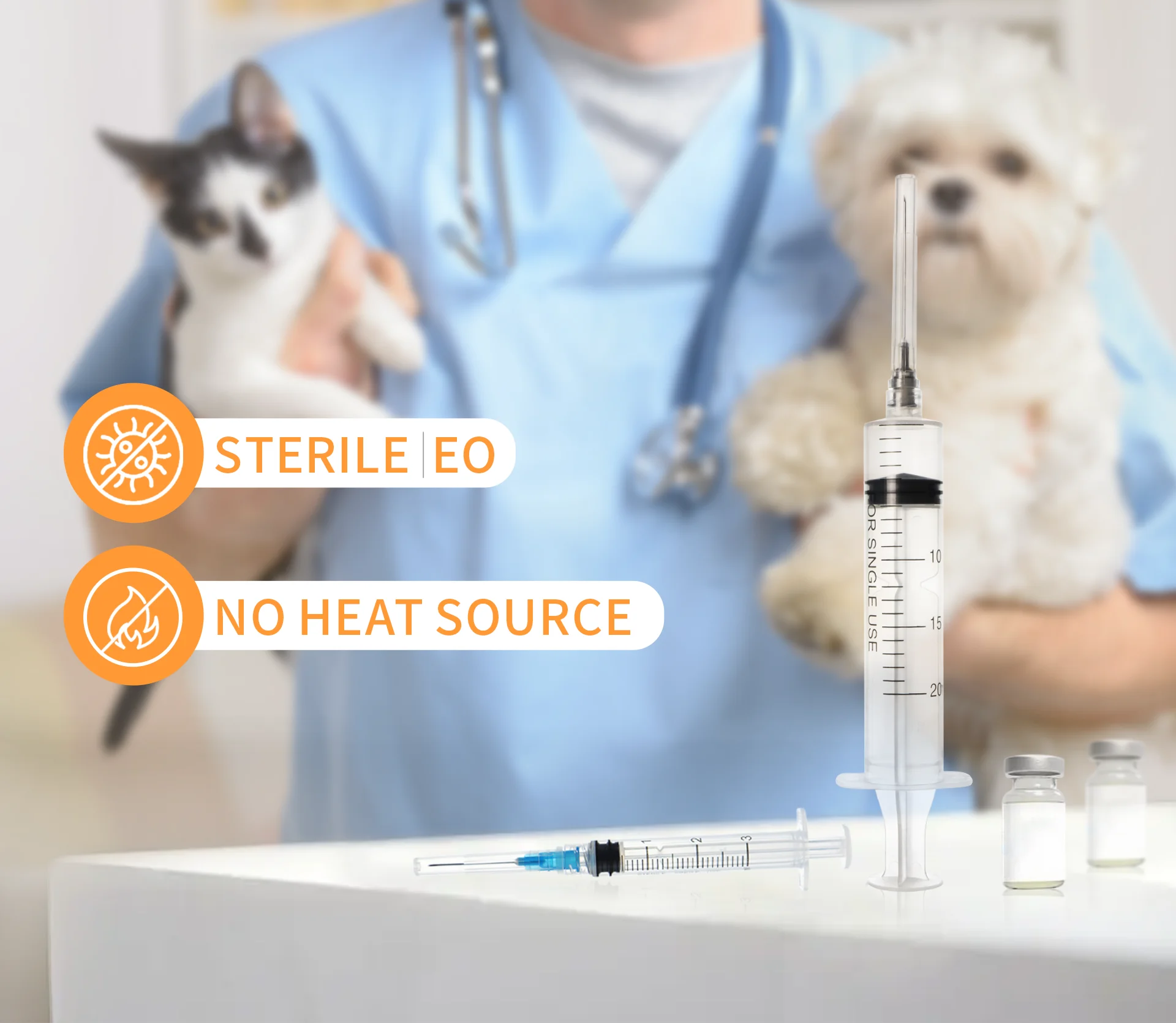 Disposable Sterile Veterinary Syringe with Needle for Pig Cow Sheep Dog Cat Vaccination-10ml 20ml 30ml Options