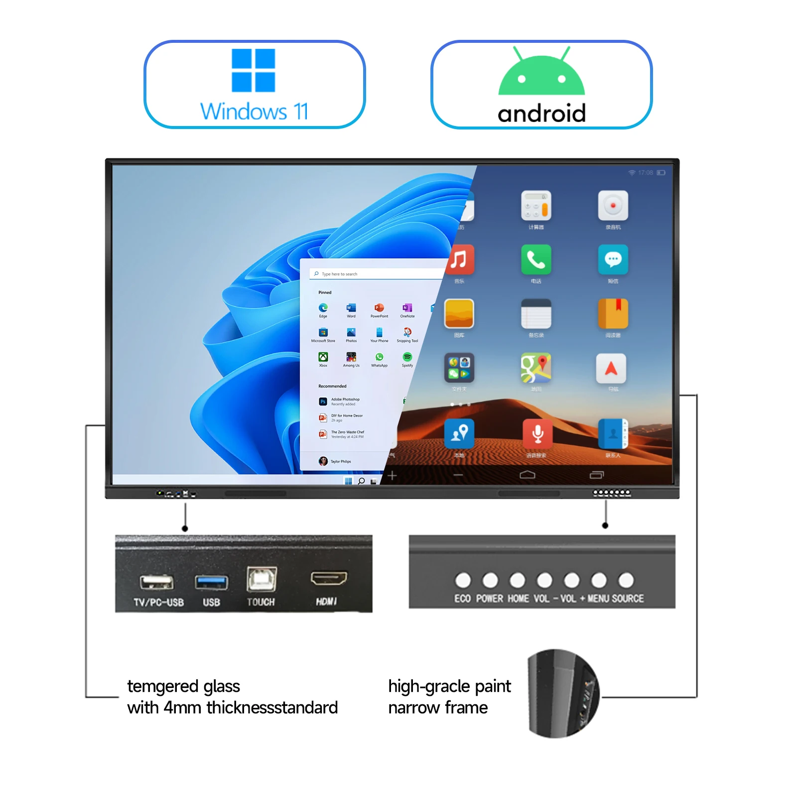 86 Inch Touch Screen LCD Digital Interactive Whiteboard For Business Office Interactive Flat Panel Smart Board