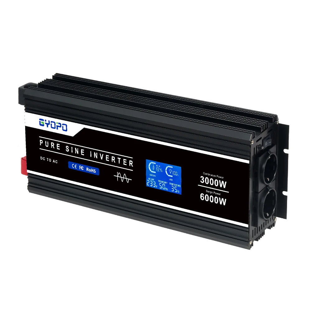 Factory price true pure sine power inverter 3000 watt 12 24 48 volt dc to ac 220 volt 50hz 60hz inverter