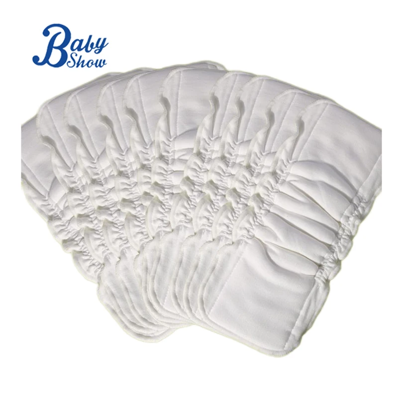 Cost Price 5Layers Organic Bamboo Cotton Insert With Elastic Leak Guard Waterproof Pul Baby Cloth Diaper Nappy Liners Inserts