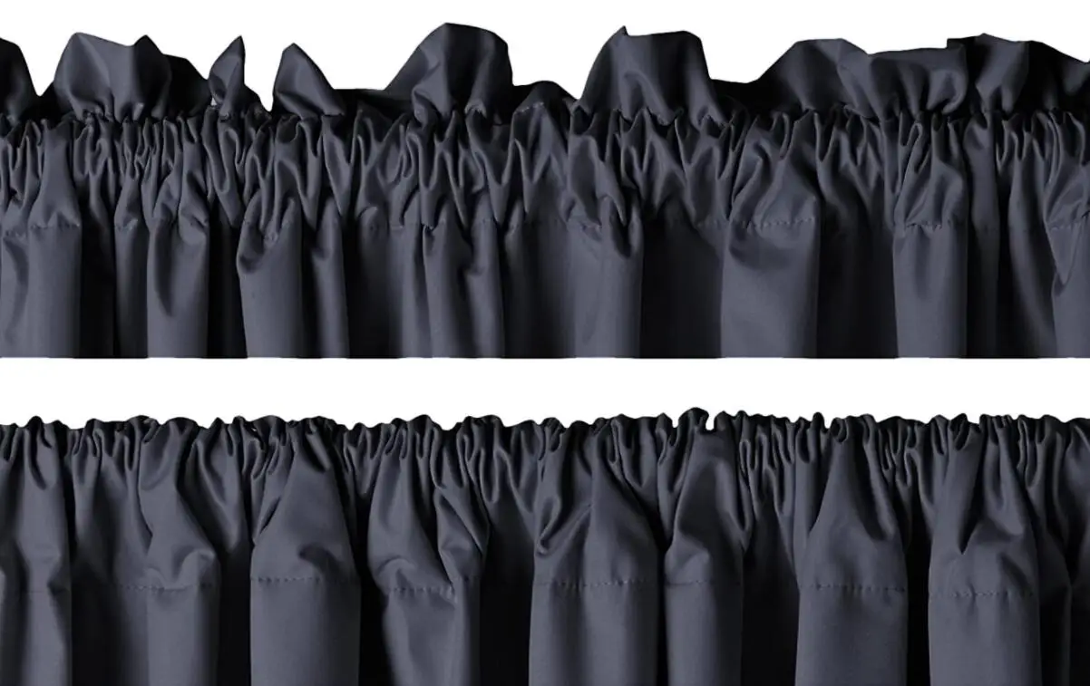 Black 2 Panels Living Room Darkening Blackout Beaded Window Water Writing Curtains Solid Knitted with Tie Backs Set 52 X 96 Inch