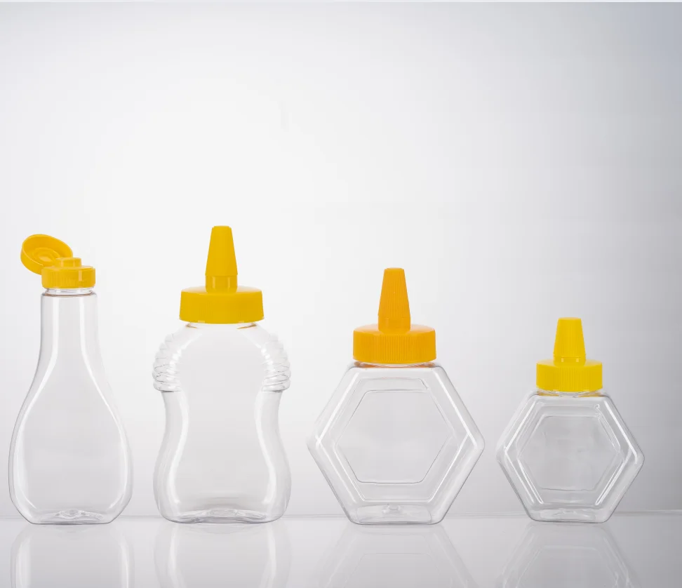 MAYSURE Best Selling 210ml Plastic Honey Bottle Squeeze PET Clear Honey Kitchup Packaging Jar With Flip Top Cover