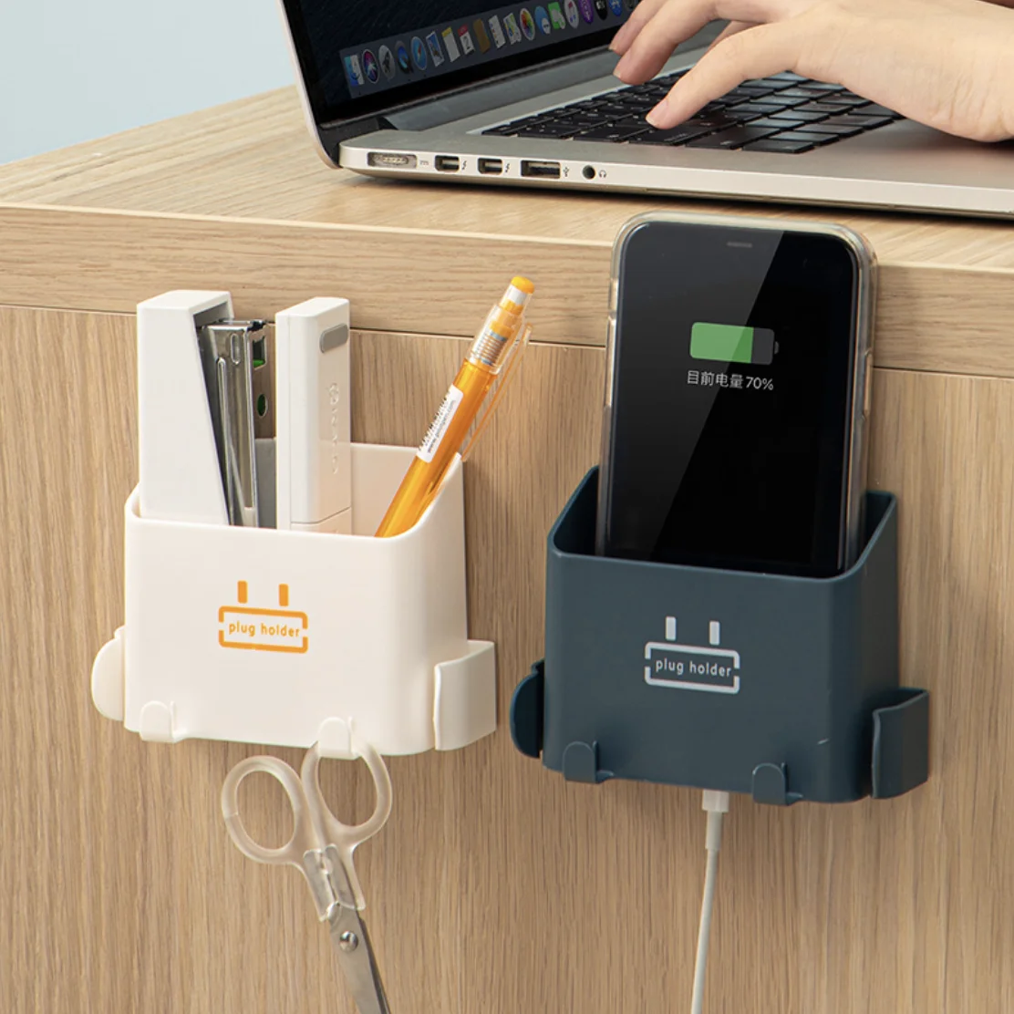 Wall Fixed Mount Holder Mobile Phone Charging Stand Lazy Hanging Wall Charger Storage Box Multifunction Holder