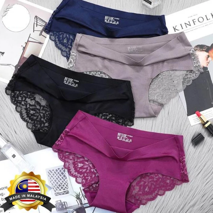 M-2XL Ice Silk Seamless Plus Size Underwear Women Briefs Underpants Sexy Girl Soft Lace Panties