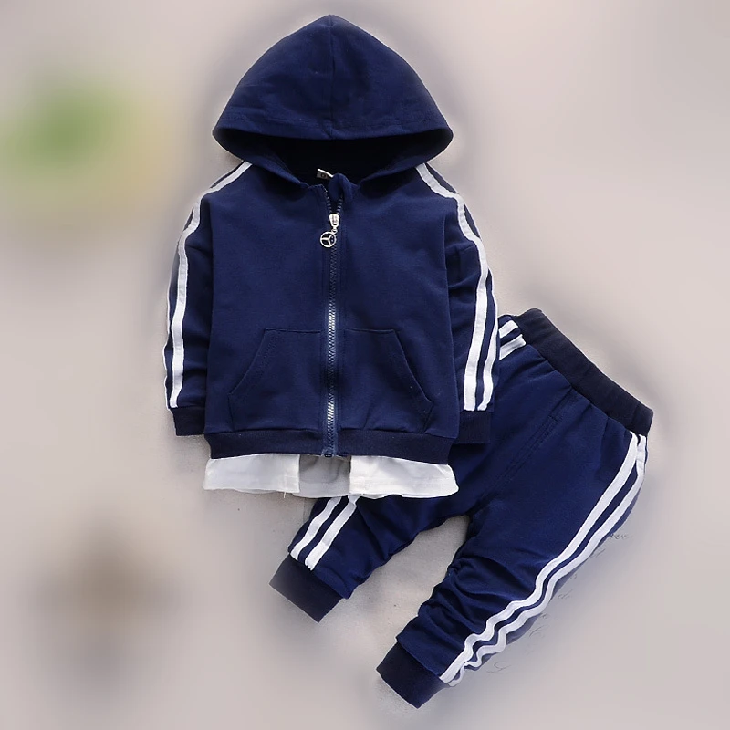 
zipper baby clothes sets autumn winter hooded jacket kids boy suit 