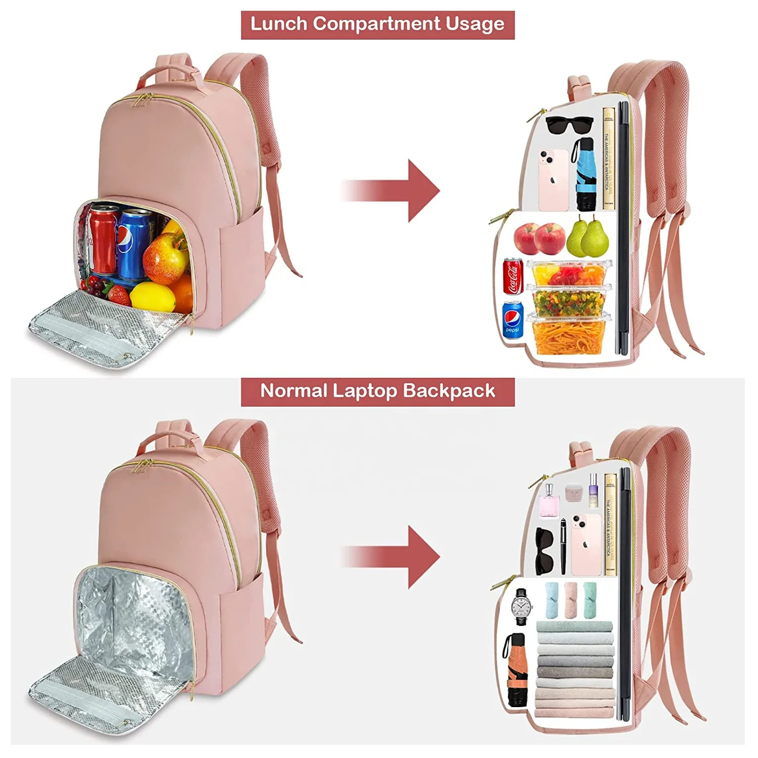 Daily Used Lunch Cooler Bag Travel Laptop Backpack Durable Computer College School Bookbag for Women Men Fits 17.3 Inch Laptop