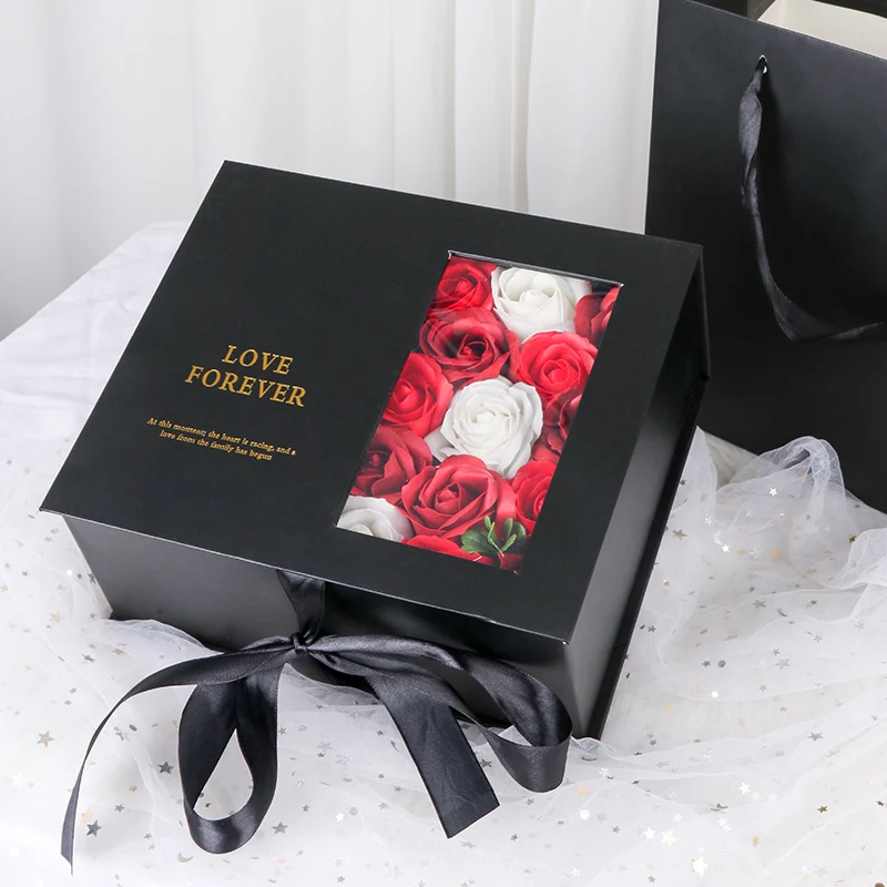 Eco Friendly Rose Flower Jewelry Eyelash Skin Care Products Gifts Packing Boxes With Ribbon