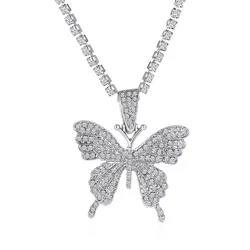 SUYAN Factory Price hot sales hip hop necklace chain choker necklace shiny butterfly pendant necklace