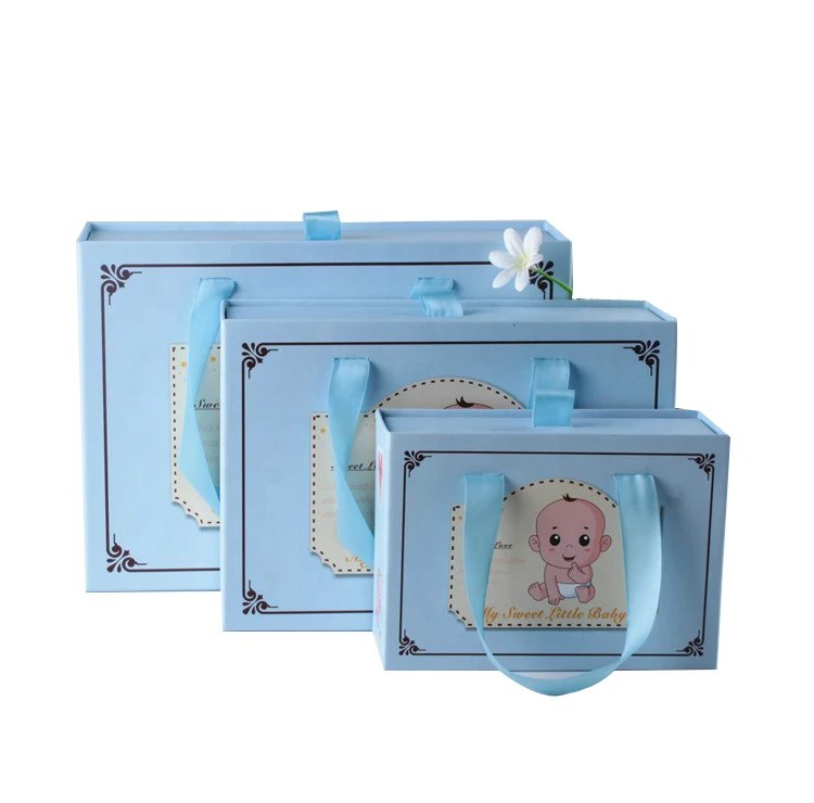 Wholesale custom high-end luxury cardboard newborn baby clothing gift box portable toy packaging box with sliding drwer