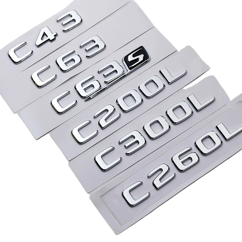 3D ABS auto emblem Car Rear Trunk C200 C260 C300 C320 E200 E260 E300 E320 Letters Number badge Sticker For Benz