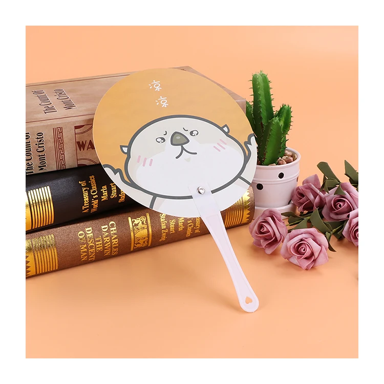 2022 Wholesale kpop cartoon cute multi-color held large hand round pvc picket fan