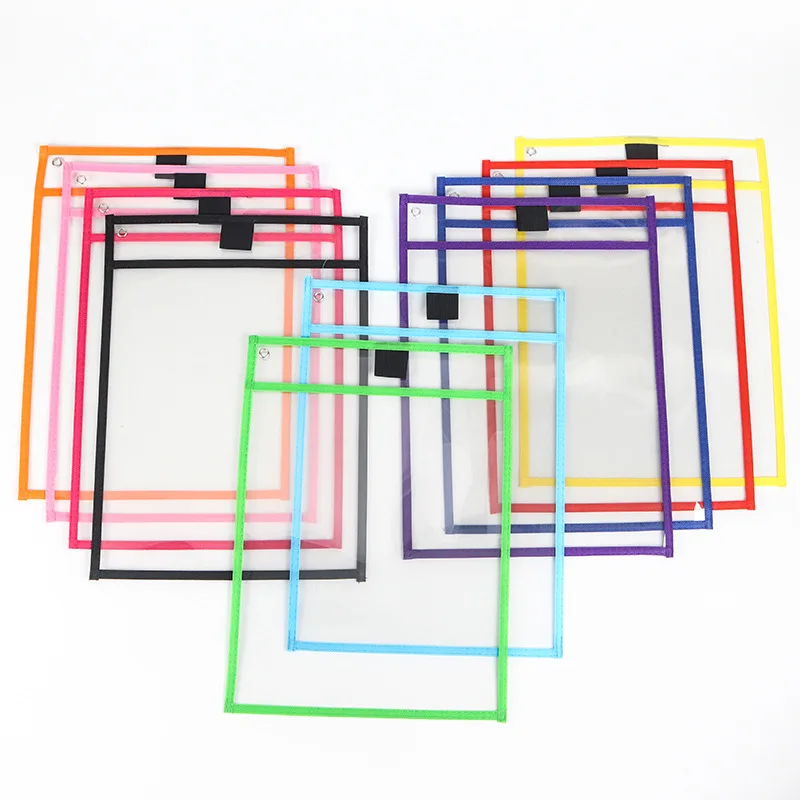Heavy Duty Job Ticket Holders Dry Erase Document Holder Order Clear color Sleeves Plastic Work Pocket