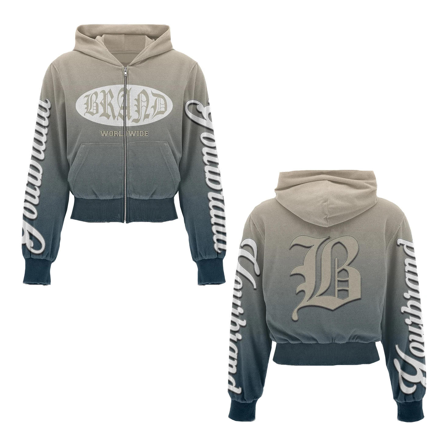 Custom Y2k 450 Gsm Graphic Cotton Cropped Thick Essentials Embroidered Acid Wash Zip Up Hoodie Men Manufacturers