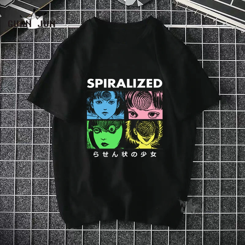 Horror Spiralizer Demonizer Funny T Shirt Men Unisex Harajuku T-Shirt Tomie Junji Ito Japan Anime Tshirt Graphic Top Tees Male