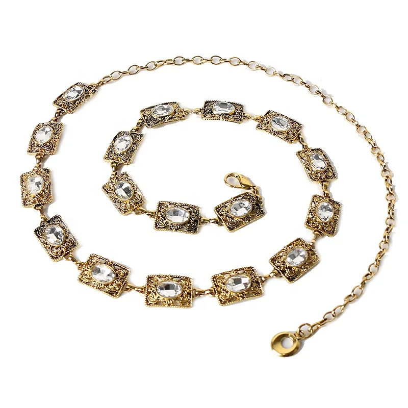 Wholesale fashion ladies belt accessories alloy belt  custom antique metal waist chain