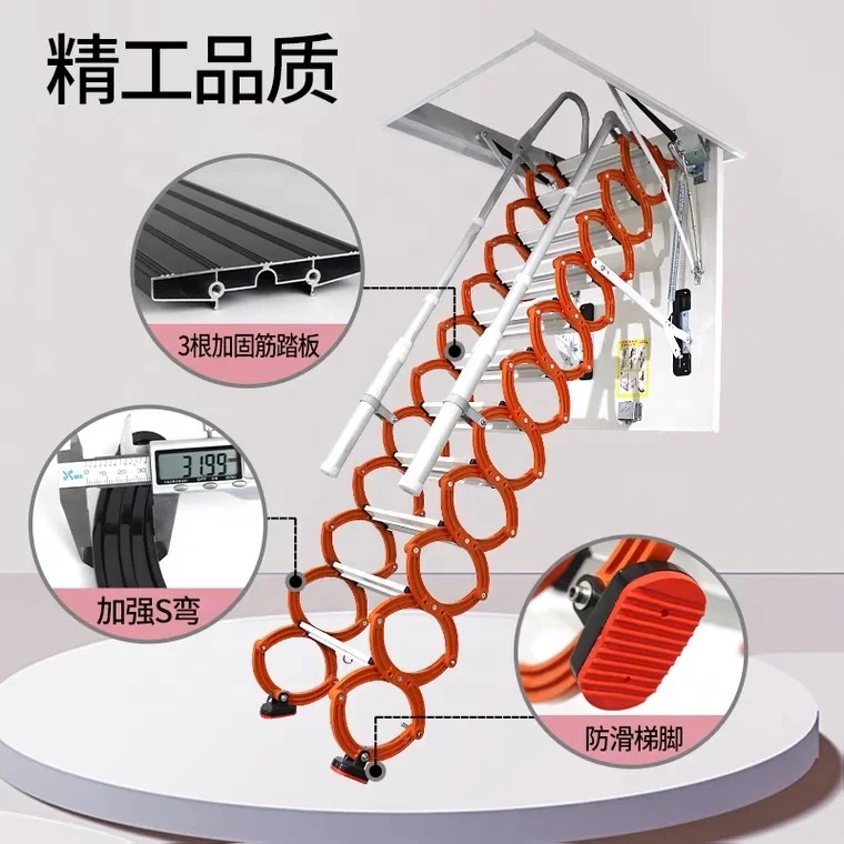 new products electric loft ladder manual loft ladder with handrail aluminium electric telescopic attic stair