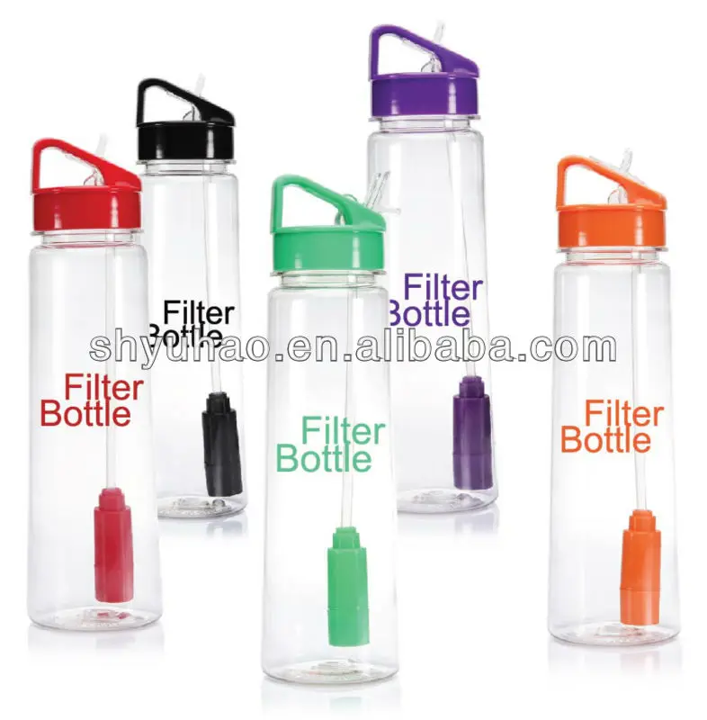 novel design  universal popularity plastic bottle with straw for sports fit in car cup holder transparent stylish