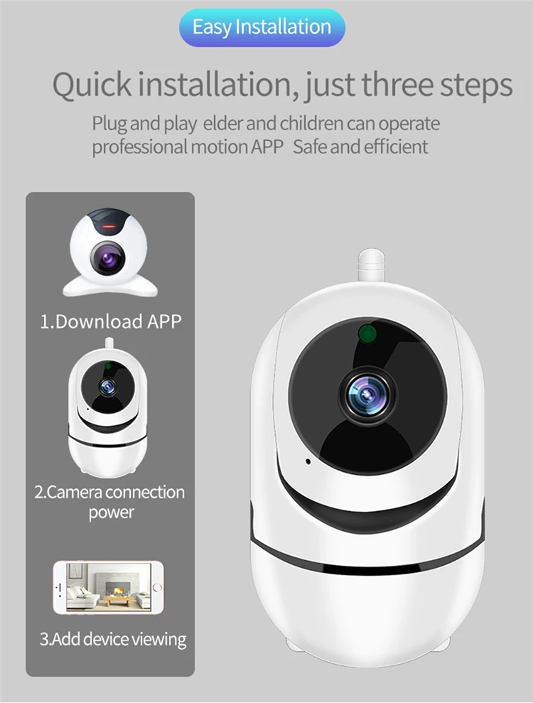 
2021 1080P WiFi IP Camera Wireless Baby Monitor with HD Audio Camera Automatic Movement Motion Tracking Detector Night Vision 