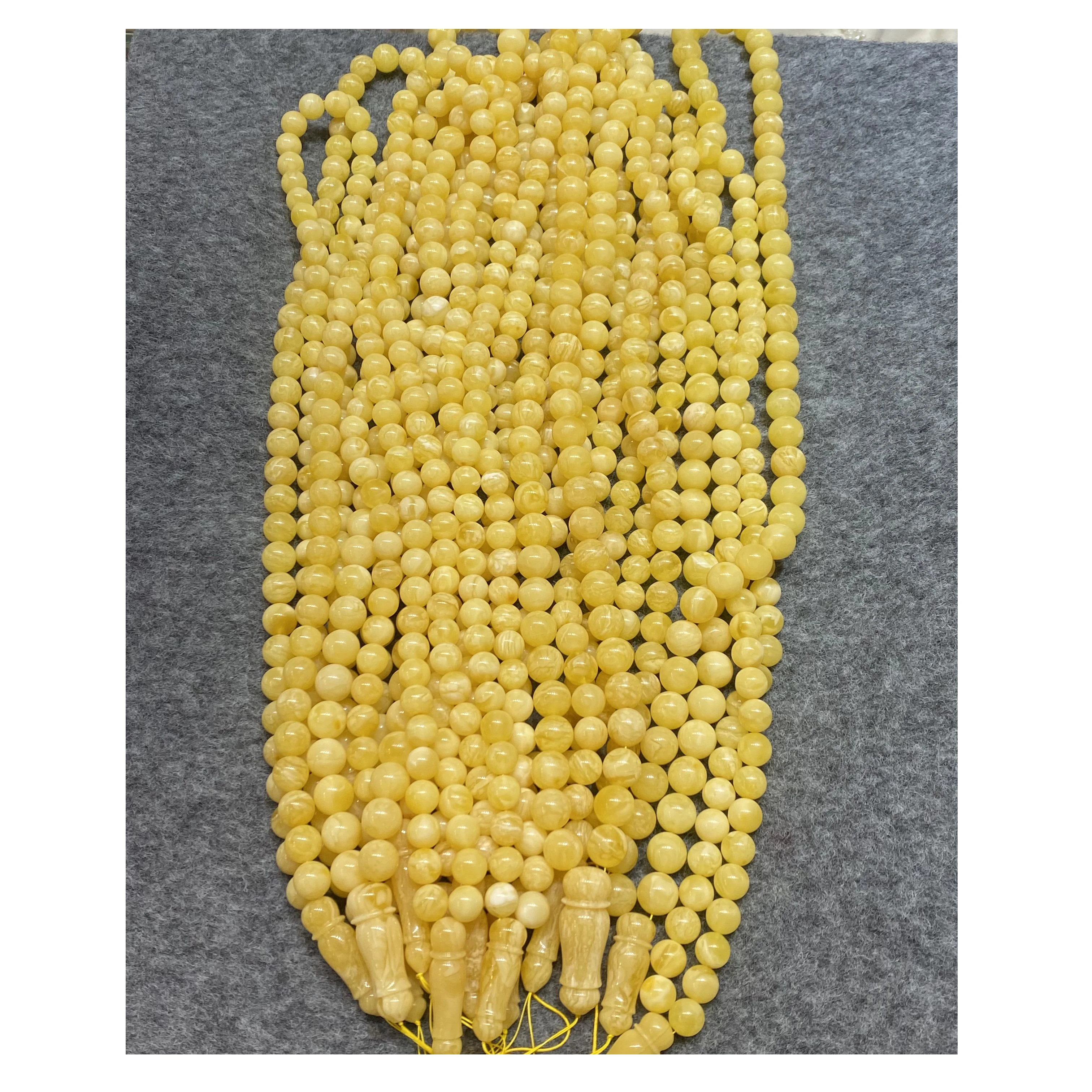 100% Natural amber Baltic Russian amber tiger skin pattern amber 10-14mm Muslim bead Imam suit