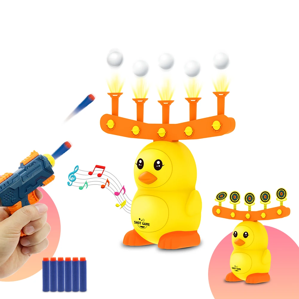 Jimei new design electric eco-friendly shooting game machine with solf bullet manual toy gun diy playing duck shooting game
