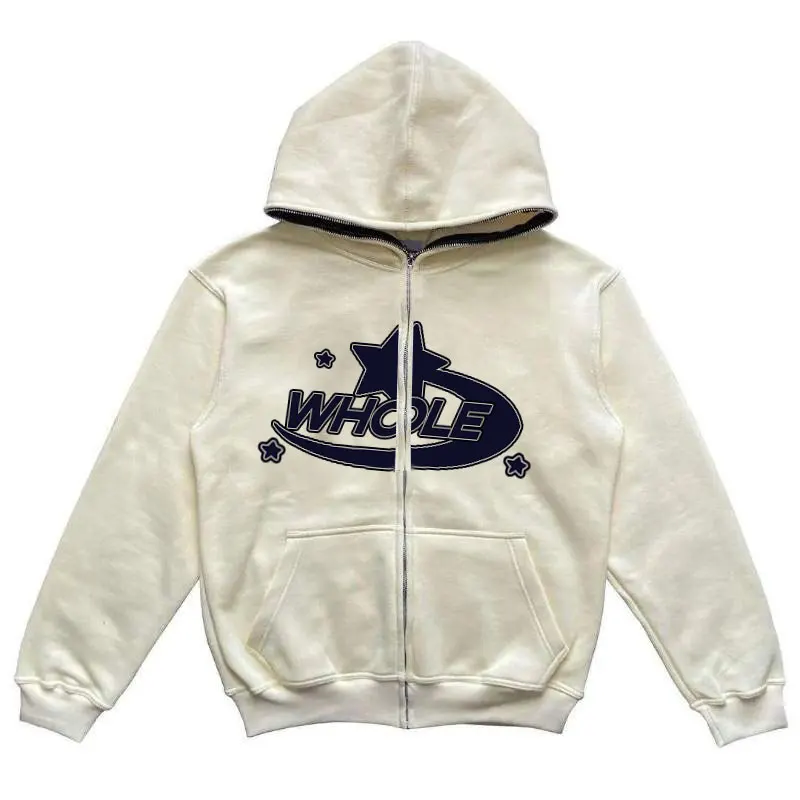 Factory Brown 400 500 Gsm Hoodie Custom Unisex Cropped Pullover Men Heavyweight Full Zip Up Puff Print Hoodie