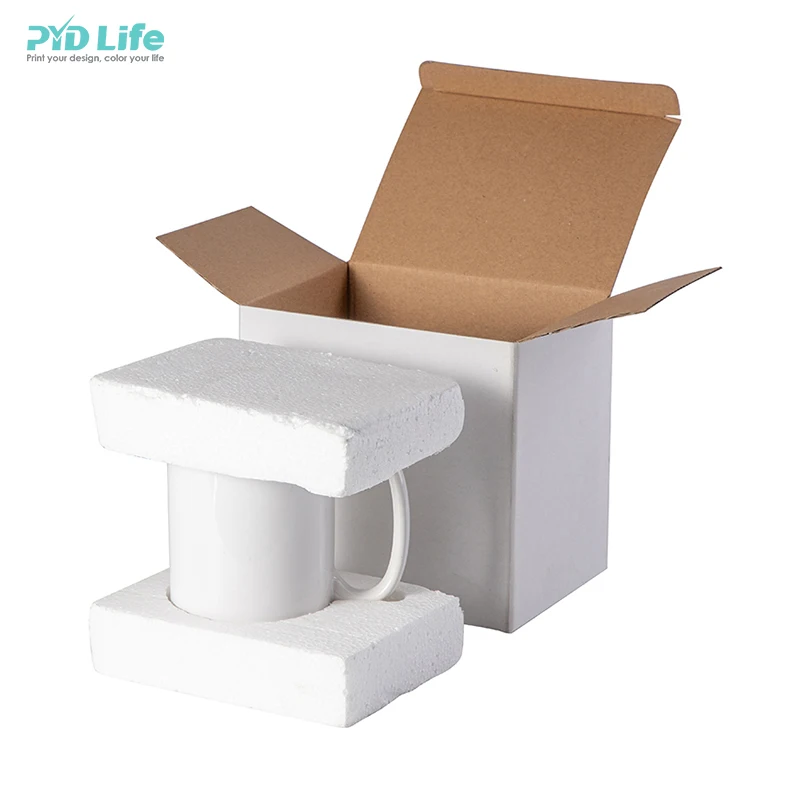 PYD Life Wholesale White Paper Box for 15 oz Sublimation Ceramic Mug Custom Paper Box with Foam