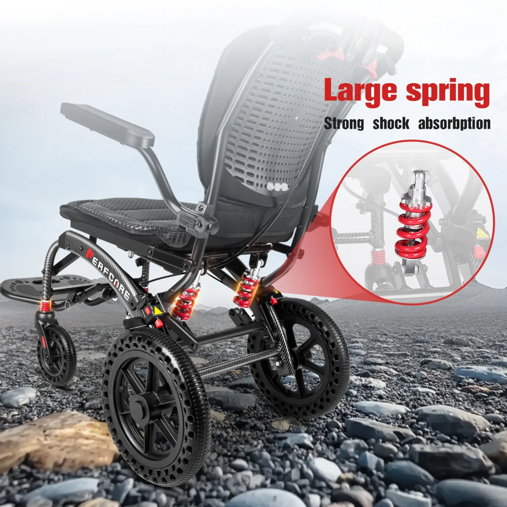 12Inch Big Wheel Off Road Outdoor Strong Shock Absorbed Wheelchair Durable Carbon Transfer Portable Ergonomic Manual Wheelchair