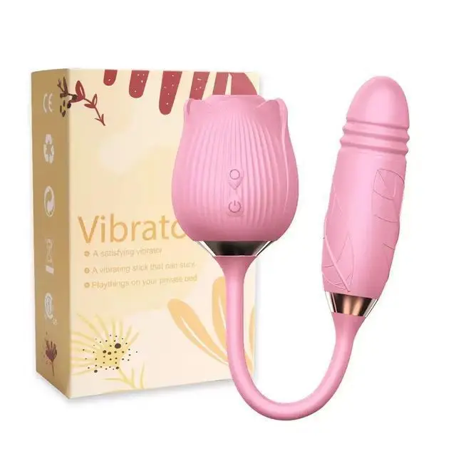 SHIDUNSI 2nd Generation Rose Series Female Premium Vibrator Tongue-Licking and Sucking Telescopic Wand