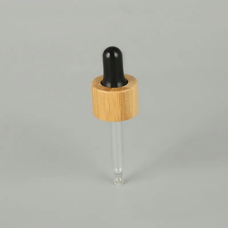 Oil pipette frosted clear with bamboo round glass dropper bottle